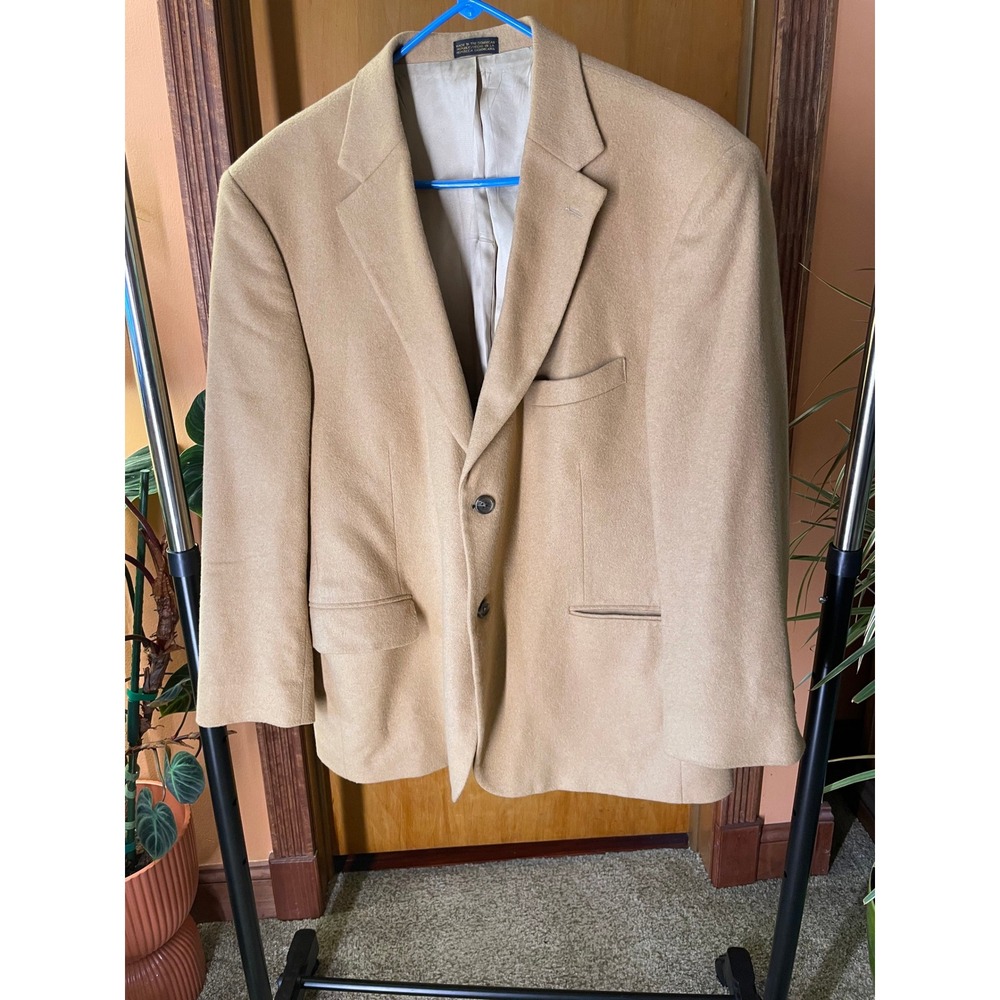 Nautica Mens Camel Hair Wool Blend Blazer 42R Sport Coat Tan Heritage Luxury